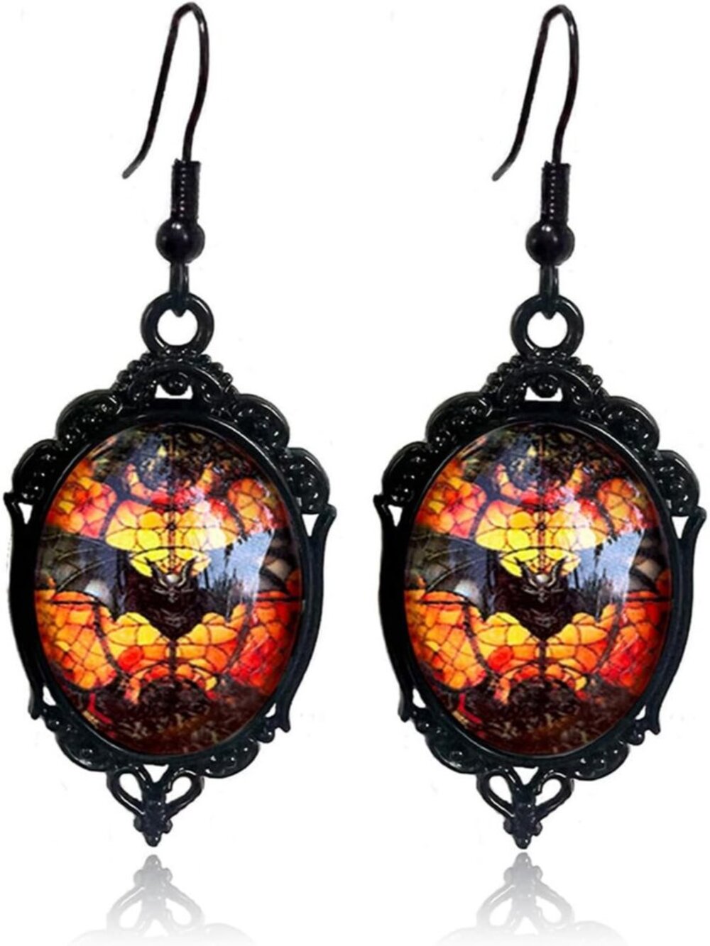 Women's Black Gothic Bat Halloween Jewelry Elegant Spooky Look Fashion Earrings